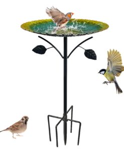 Bseical Winterfest Stehend Vogeltränke für Garten mit 5 Zackiger Sockel, Frostsicher für Wildvögel, 84cm Metall Wassertr