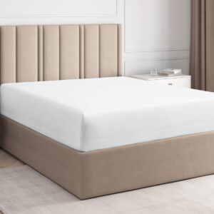 Spannbettlaken 100% Baumwolle 180x200cm - Premium Bettwäsche für hohe Matratzen - Einzelpackung Weiß