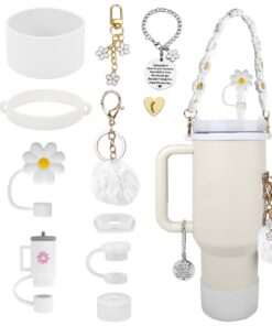 Stanley Cup Zubehör Set - Wasserflasche Griff Riemen, Silikon Becher Stiefel, Silikons Strohhalm Abdeckung für Stanley C