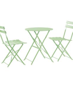 Harbour Housewares 2er Sussex Bistro Set Klapptisch - Rundes Patio-Set für 2 Personen - Weiß-Grün