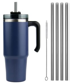 Moollyfox Edelstahl Vakuum Isolierbecher Strohhalm Becher Tragbare Getränkeflasche für Autoreise