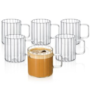 Wilmax Thermogläser mit Henkel - Spülmaschinenfest - Teegläser & Kaffeegläser - 6er Set - 250ml - Gläser aus geriffeltem