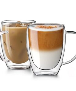 CMXING Doppelwandige Latte Macchiato Gläser Set für Kaffee und Tee 2er Set 350ML Glaswaren mit Borosilikatglas
