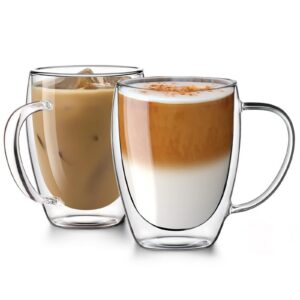 CMXING Doppelwandige Latte Macchiato Gläser Set für Kaffee und Tee 2er Set 350ML Glaswaren mit Borosilikatglas