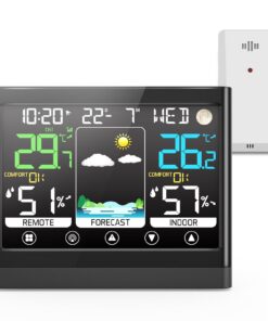 jely Wetterstation Funk mit Außensensor - VA Farbdisplay, Wettervorhersage & Innen/Außentemperatur Hygrometer
