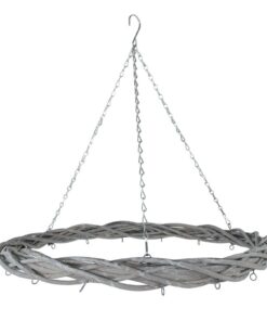 Spetebo Rattan Deko Kranz - Dekorationseinheit mit Kette und 15 Haken für selbstständige Einrichtung - Ø 60 cm