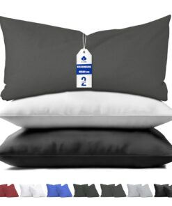 AboveBED Kopfkissenbezug 40 x 80 cm, Grau, Weich und Atmungsaktiv - 2er-Set mit Reißverschluss