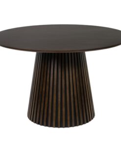 Runder Esstisch Barletta Dunkles Holz für 4 Personen | Küchentisch in Lamellenoptik | 120x75 cm | Qualitätsholztisch