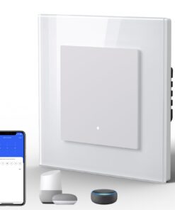 BSEED Smart WiFi Lichtschalter Glas 1 Fach 1 Weg Kompatibel mit Google Home und Alexa