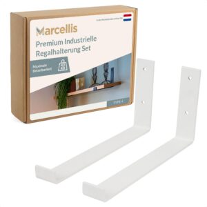 Marcellis Premium Regalhalterung XL 15x4x30,2 cm für 30 cm breite Bretter - Hochwertige Verarbeitung und Montagematerial