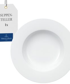 Villeroy & Boch Royal Suppenteller Weiß - Spülmaschinenfest & Mikrowellensicher - Premium Bone Porcelain Porzellan