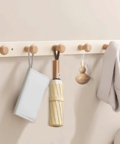 QMAHA Garderobenhaken für Schlafzimmer mit 5 Holz Haken, Kleiderhaken Wand Garderobe