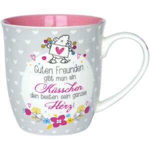 Sheepworld Küsschen Tasse Geschenk Valentinstag | Porzellan Tasse 60 cl mit Spruch | Shepherdess Geschenke