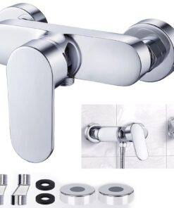 URHELP Duscharmatur Silber Mischbatterie, perfekt für Badeloveıcker, mit Wandmontage und G1/2 Brauseabgang