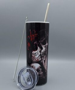 Doppelwandiger Edelstahl-Thermo-Becher Generic Death Tumbler, 20oz, kalte und warme Getränke, Trinkhalm inklusive, 3008-