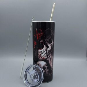 Doppelwandiger Edelstahl-Thermo-Becher Generic Death Tumbler, 20oz, kalte und warme Getränke, Trinkhalm inklusive, 3008-