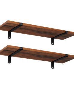 SONGMICS Wandregale, schwimmend, dekorativ, Retro-Stil, MDF, Braun und Schwarz, 60 x 20 x 7 cm, 15 kg/Einheit, LWS04NBwa