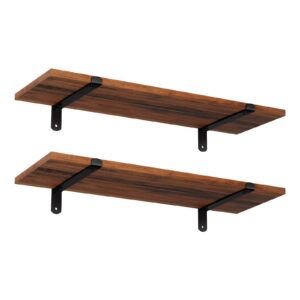 SONGMICS Wandregale, schwimmend, dekorativ, Retro-Stil, MDF, Braun und Schwarz, 60 x 20 x 7 cm, 15 kg/Einheit, LWS04NBwa
