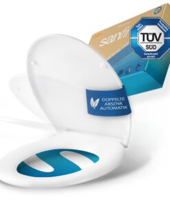SANFINO® Premium WC Sitz mit Absenkautomatik Oval für Antibakterielle Nutzung - TÜV Geprüft - Duroplast Toilettendeckel
