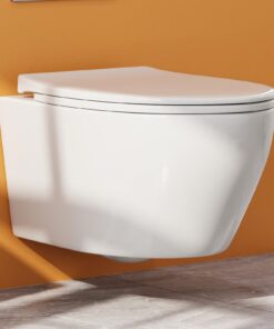 Keramische Hänge WC Toilette mit Absenkautomatik - Toilettenschüssel mit Einloch-Superspin-Spülung - White mit Nano Besc
