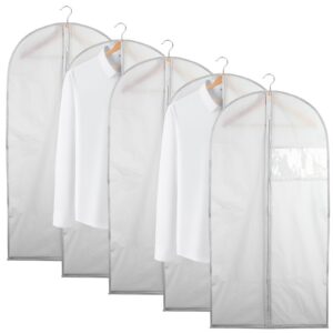 5 Stk Kleidersäcke Lang 100 cm x 60 cm, Anzughüllen mit Reißverschluss, Mottensicher für Herren und Damen