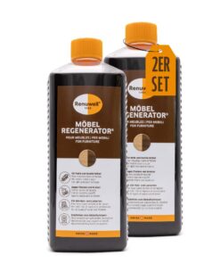 Renuwell Möbel-Regenerator - Intensive Pflege und Regeneration für Holzmöbel (2x 1 Liter) – Entfernt Wasserflecken, Krat
