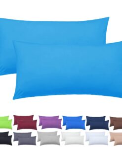 NatureMark Elastische Jersey Kissenbezüge – Weich, atmungsaktiv und hautfreundlich - 40x80 – Türkis OEKO-TEX STANDARD 10