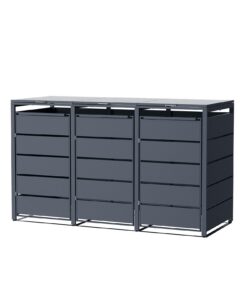 **3-Tonnen-Mülltonnenbox mit Anthrazit-Klappdeckel für Hausmüllsammeltag** | **Anthrazitfarbige 3-Tonnen-Mülltonnenbox
