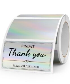 Silber Laser Thermo-Etiketten für Büro und DIY - Wasserdichte, Holografisch, 50x25mm Rolle, 200 Stück Drucker Etiketten