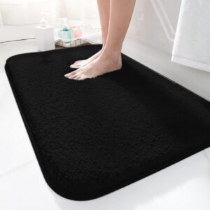 LUOJINYI Badematte, rutschfest, Wasserabsorbierend, Maschinenwaschbar, für Badewanne und Dusche (Schwarz)