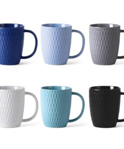 DOWAN Kaffeetassen Set – Porzellan – Große Tassen mit Großem Henkel –Für Kaffee und Tee – 6er Set x 400ml – Stark und Ha