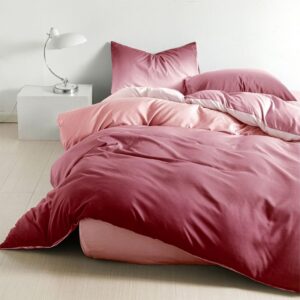 Soifox Bettwäsche 135x200 4teilig Rot - Bügelfrei & Knitterfrei für Modernezimmer Modern Deckenbezug mit Reißverschluss