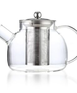 Teekanne 1000ml Glas Teekanne mit Siebeinsatz für Teeblumen Teerosen