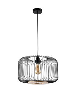 LQWELL® Retro Hängelampe Schwarz für Esszimmer und Cafés mit Höhenverstellung und Max 60W E27 Halterung
