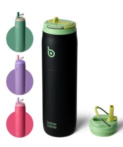Bottlebottle Isolierte Wasserflasche Edelstahl 32oz(946ml) für Sport und Fitness doppelwandig BPA-frei mit Strohhalm Gri
