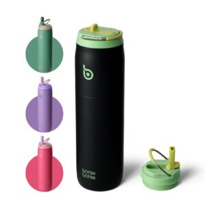 Bottlebottle Isolierte Wasserflasche Edelstahl 32oz(946ml) für Sport und Fitness doppelwandig BPA-frei mit Strohhalm Gri