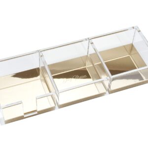 Dany Marcus 3-Fach-SchreibtischOrganizer mit transparentem Acryl und Golddetails für Büronotizen und Büroklammern - Groß