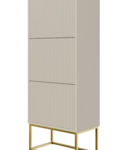 Selsey Schuhschrank Schuhregal 50 cm 3 Klappen Veldio - ideal für 12 Paar Schuhe im Graubeigenesign mit goldenen Beinen
