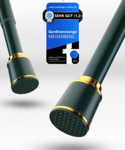 MEISENBERG Vorhangstange Grün 87-120 cm Teleskopstange – Ideal für Vorhänge & Gardinen Bohrenfrei Ausziehbar Klemmstange