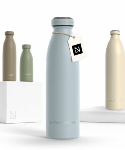LARS NYSØM 500ml Thermosflasche Sky Blue für Sport und Outdoor | Auslaufsichere Wasserflasche | Kohlensäure geeignet | 5