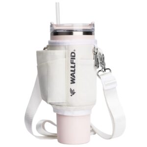 WALLFID Flaschenhalter Stanley 40oz Tumbler kompatibel, verstellbarer Gurt, Neopren-Schutz, Staufächer täglich benötigt