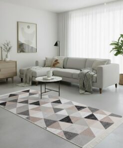 Fashion4Home Teppich Läufer - Boho Kelim für Wohnzimmer - Flur'große Läufer in Karo-Grau, Größe: 60x180 cm Fashion4Hom