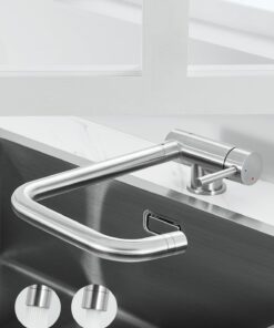 ANYCEE Vorfenster Küchenarmatur Klappbar, Edelstahl Armatur für Küche mit Kaltstart |ANYCEE Vorfenster Wasserhahn mit 2