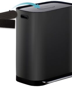 Homra 2-Fach Abfalleimer Küche 60 Liter Rockx | Edelstahl Treteimer Doppelschloss Schwarz | Recycling &Trash Can 2 Fäche