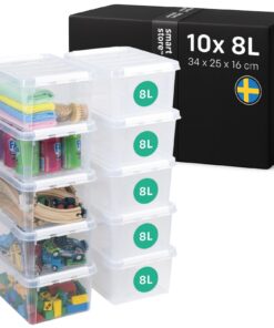 SmartStore - 10x Aufbewahrungsbox mit Deckel Classic 8L (34x25x16 cm) | Verstärkte Box mit Deckel für Lebensmittel | 10