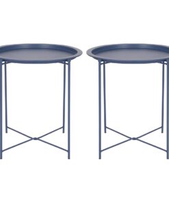 Harbour Housewares Mattes Marineblau Stahl Tabletttische - Klein Tragbar Falten für Sofa Bett Wohnzimmer