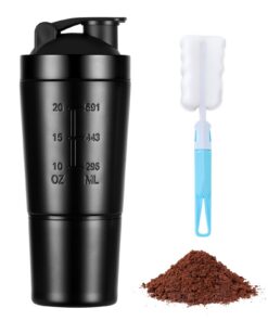 AOGOE Edelstahl Protein Shaker 700 ml, Leak Proof/BPA Free für Diät und Fitness, mit zusätzlichen Shaker Balls und 200ml