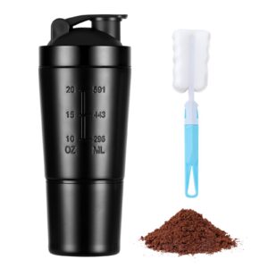 AOGOE Edelstahl Protein Shaker 700 ml, Leak Proof/BPA Free für Diät und Fitness, mit zusätzlichen Shaker Balls und 200ml