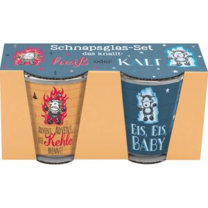 Sheepworld Eis und Kehle Schnapsglas-Set | Geschenk für Bekannte und Freunde | Wintergeschenk, lustiges Glas | 2x 6 cl,