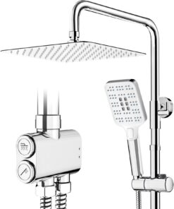 Rainsworth Regendusche ClimeCo Certified ohne Armatur Chrome 25x25cm Quadratisch Duschkopf 3 Strahlarten Duschsystem Dus